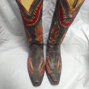 Women's Corral Distressed Twist Leather Cowboy Boots (8M)